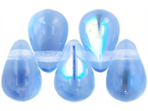 Czech Tear Drops 6 x 4mm : Med Sapphire AB (100pc Strand) by Starman