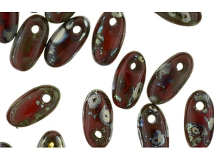 Czech Rizo 6 x 2.5mm: Opaque Red with Silver Picasso, 2.5" Tube