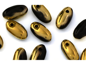 Czech Rizo 6 x 2.5mm: Jet - Gold 1/2 Coat, 2.5" Tube