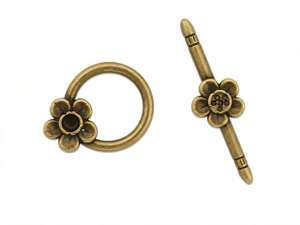 JBB Single Daisy Toggle Clasp : Antique Brass