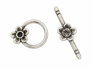 JBB Single Daisy Toggle Clasp : Antique Silver