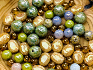 Limited Edition Czech Glass Honey Moss Bead Soup - 50 grams