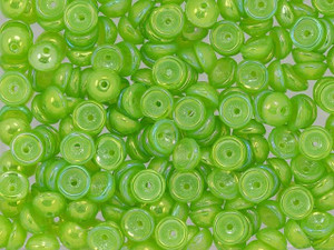 Czech Glass 2 x 4mm Luster Iris - Milky Dark Peridot Teacup Bead 2.5-Inch Tube by Starman Czech Glass 2 x 4mm Luster Iris - Milky Dark Peridot Teacup Bead 2.5-Inch Tube by Starman