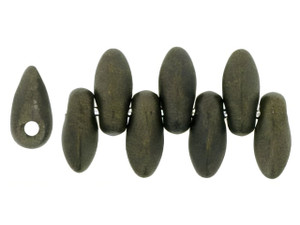 Czech Mini Dagger Beads 2.5/6mm Tube 2.5" : Metallic Suede - Dk Green