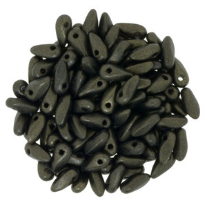 Czech Mini Dagger Beads 2.5/6mm Tube 2.5" : Metallic Suede - Dk Green