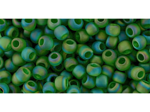 TOHO Bead Round 11/0 Transparent-Rainbow Frosted Grass Green, 2.5-Inch Tube