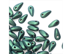 Czech Glass 2.5 x 6mm Metallic Suede Light Green Mini Dagger Beads, 2.5-Inch Tube by Starman Czech Glass 2.5 x 6mm Metallic Suede Light Green Mini Dagger Beads, 2.5-Inch Tube by Starman