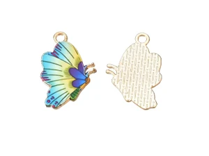 Pastel Butterfly Pendant, Light Gold Finish, 24.5x16.5mm
