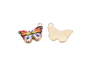 Coral Butterfly Pendant, Light Gold Finish, 20x15mm