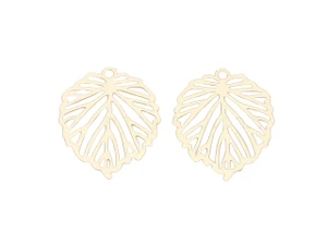 Light Gold Filigree Leaf Pendant, 22x17.5mm