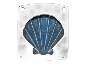 Deep Blue Shell Connector Pendant, Antique Silver Finish, 32x27.7mm
