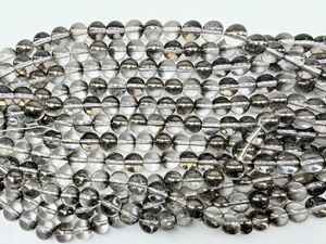 Vintage Czech Glass Round, Luster Transparent Gray, 7mm
