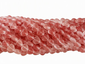 Hurricane Glass Heart Beads, Matte Red Swirl, 6mm