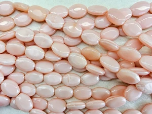 Vintage Czech Glass Oval, Milky Baby Pink, 15x11mm