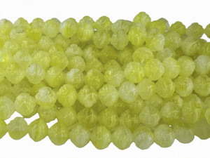 Vintage Hurricane Glass Rosebud Beads, Yellow Swirl, 8mm