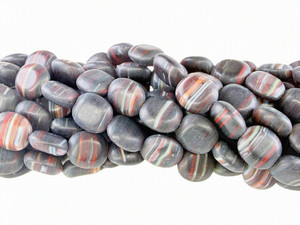 Hurricane Glass Oval Beads, Ironstone Swirl, 10mm