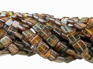 Hurricane Glass Tile Beads, Autumn Swirl, 6mm