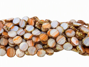 Hurricane Glass Dime Beads, Sunset Swirl, 6mm