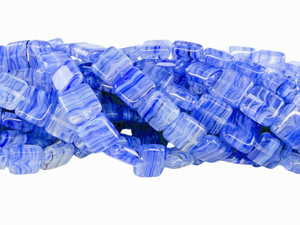 Hurricane Glass Tile Beads, Blue Swirl, 8mm