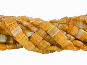 Hurricane Glass Tile Beads, Matte Golden Honey Swirl, 8mm