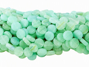 Hurricane Glass Dime Beads, Aqua Swirl, 6mm