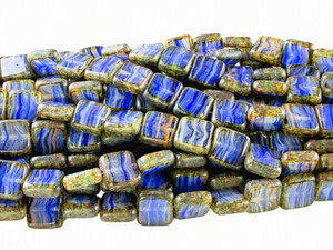 Hurricane Glass Tile Beads, Blue Swirl Picasso, 8mm