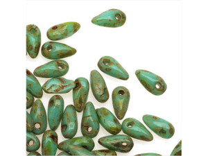 Czech Glass 2.5 x 6mm Turquoise Picasso Mini Dagger Beads, 2.5-Inch Tube by Starman Czech Glass 2.5 x 6mm Turquoise Picasso Mini Dagger Beads, 2.5-Inch Tube by Starman
