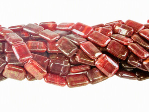Hurricane Glass Rectangle Beads, Mulled Wine Swirl, 12x8mm