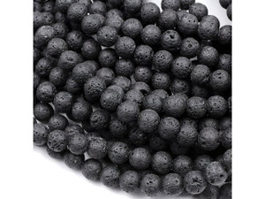 Natural Lava 4mm Smooth Round Bead Strand