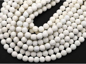White Lava 6mm Smooth Round Bead Strand White Lava 6mm Smooth Round Bead Strand