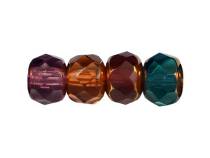 Czech Gem-Cut Rondelle 6 x 4mm : Copper Multi Color Dark Mix (25pc Strand) by Starman