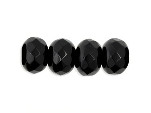 Czech Gem-Cut Rondelle 9 x 6mm : Jet (25pcs)