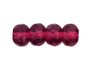Czech Gem-Cut Rondelle 6 x 4mm Fuchsia (25pc Strand) by Starman