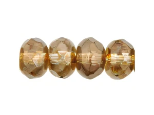 Czech Gem-Cut Rondelle 7 x 5mm Luster Transparent Gold/Smokey Topaz (25pc Strand) by Starman