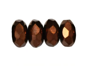 Czech Gem-Cut Rondelle 5 x 7mm : Dk Bronze (25pcs)