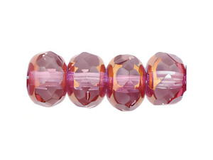 Czech Gem-Cut Rondelle 7 x 5mm Copper and French Rose (25pc Strand) by Starman