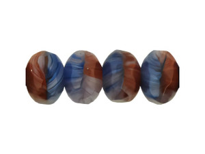 Czech Gem-Cut Rondelle 9 x 6mm Red/White/Blue (25pc Strand) by Starman