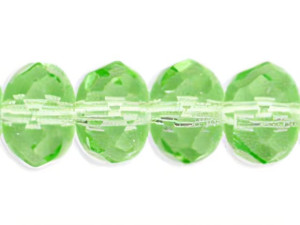 Czech Gem-Cut Rondelle 9 x 6mm : Peridot (25pcs)