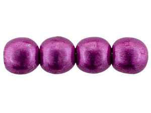 Czech Glass 2mm Round Beads - ColorTrends Sueded Gold Fuchsia Red by Starman