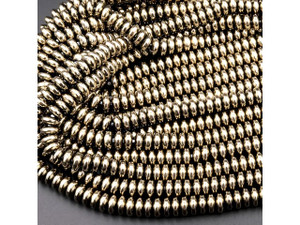 Titanium Pyrite 4mm Smooth Rondelle Heishi Bead Strand