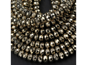 Titanium Pyrite 4mm Faceted Rondelle Bead Strand