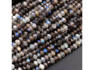 Labradorite 4mm Faceted Rondelle Bead Strand