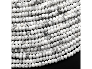 Howlite 4mm Faceted Rondelle Bead Strand