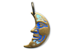Vintaj Natural Brass 32x13mm Man in the Moon Pendant