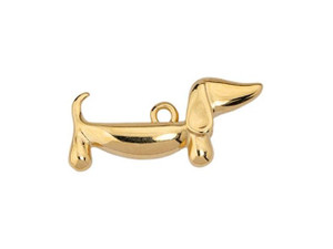 Gold-Plated Hanging Dachshund Dog Charm 29.6 x 19mm