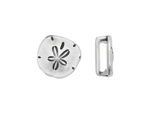 Antique Silver Passerby Sand Dollar 10mm Slider Bead