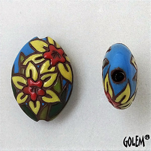 Golem Design Studio Blue Daffodils Medium Almond Bead