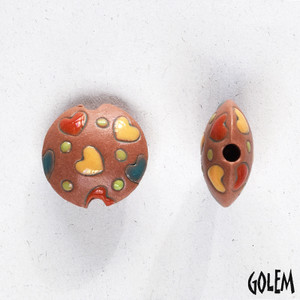 Golem Design Studio Pink Hearts Small Lentil Bead