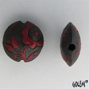 Golem Design Studio Red Lace Medium Lentil Bead