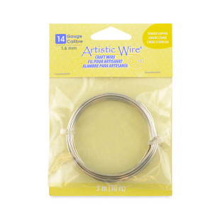 Artistic Wire 14 Gauge (1.60 mm) Silver Color Craft Wire, 10ft